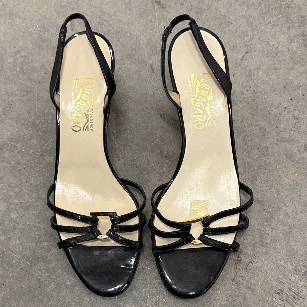 Salvatore Ferragamo Black Strappy Heels